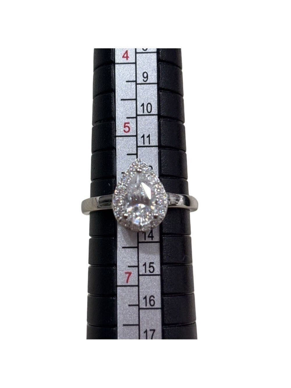 Moissanite 1.23 CTV Teardrop Ring over Sterling Silver 925 size 6 - Picture 2 of 8
